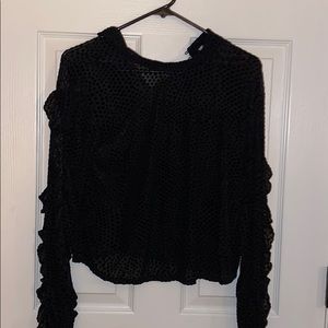 Avec les filles Sheer Mock Neck Top